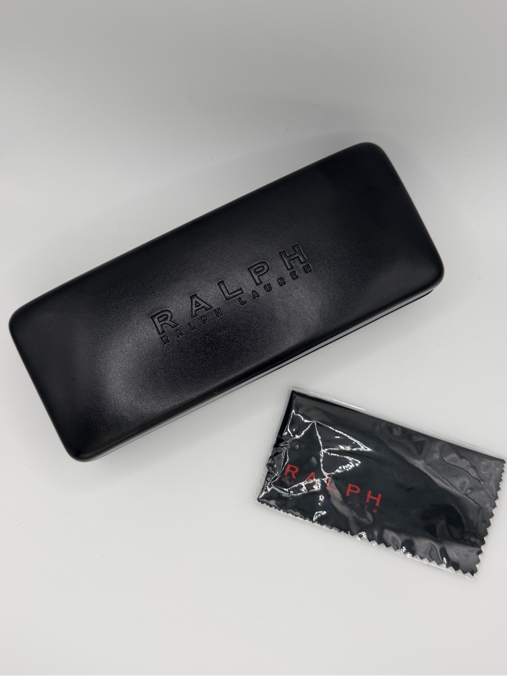 Ralph Lauren Black Leather Eyewear Case with Branded Cloth